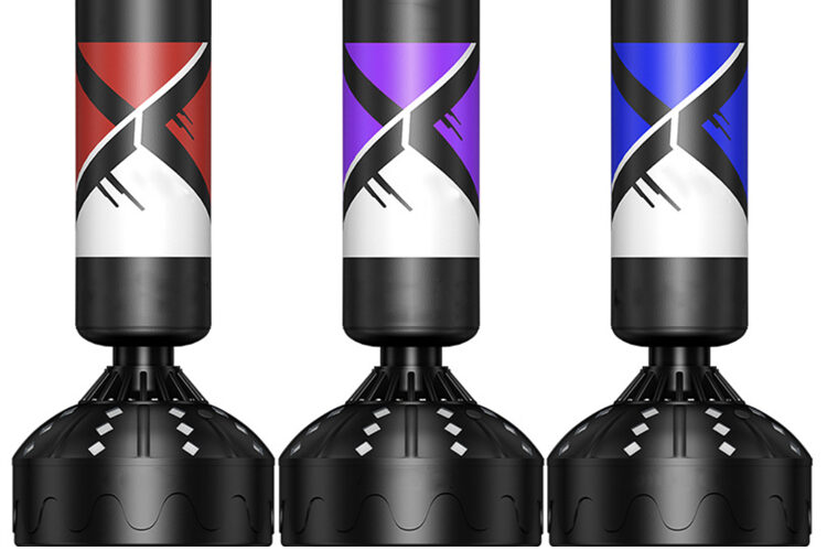 Black base real leather punching bag (2)