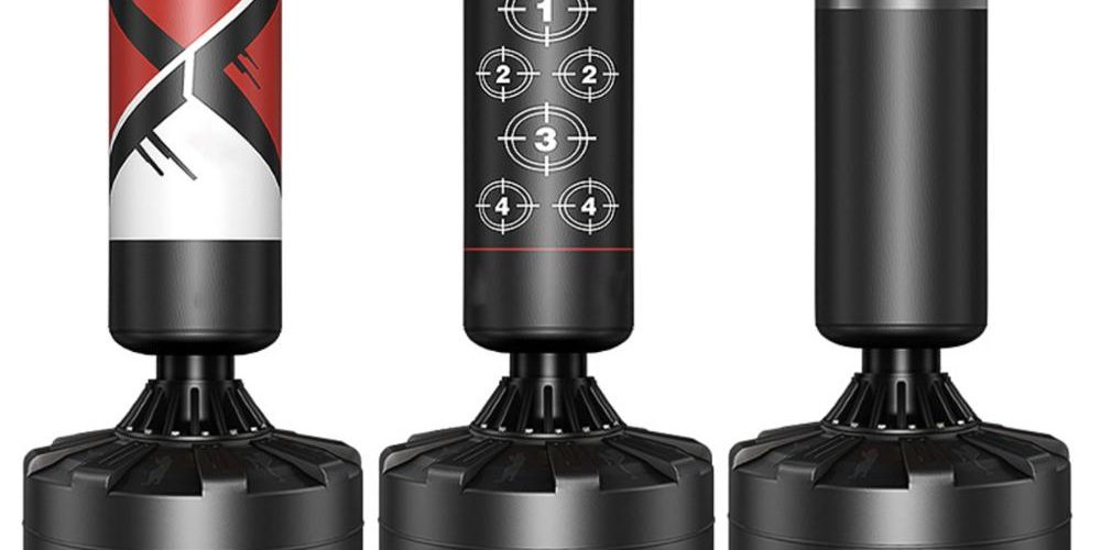 Black base real leather punching bag (3)